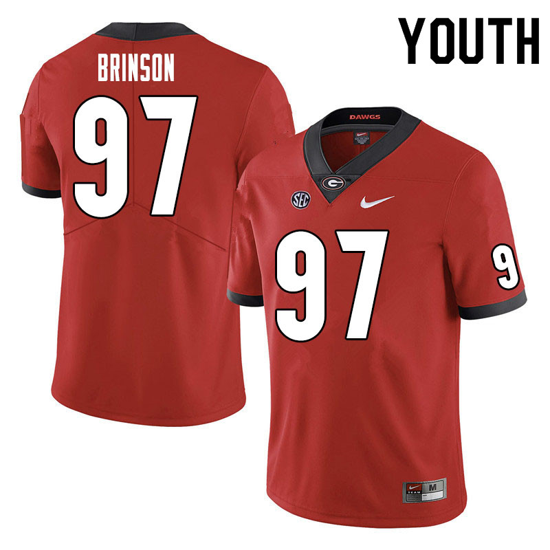 Youth #97 Warren Brinson Georgia Bulldogs College Football Jerseys Sale-Red